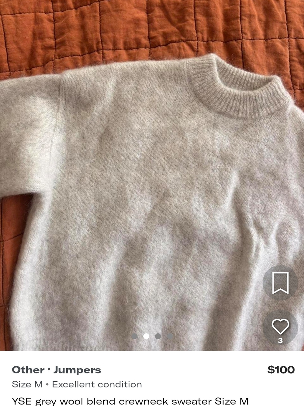 YSE Grey Wool-Blend Crewneck Sweater - Women's